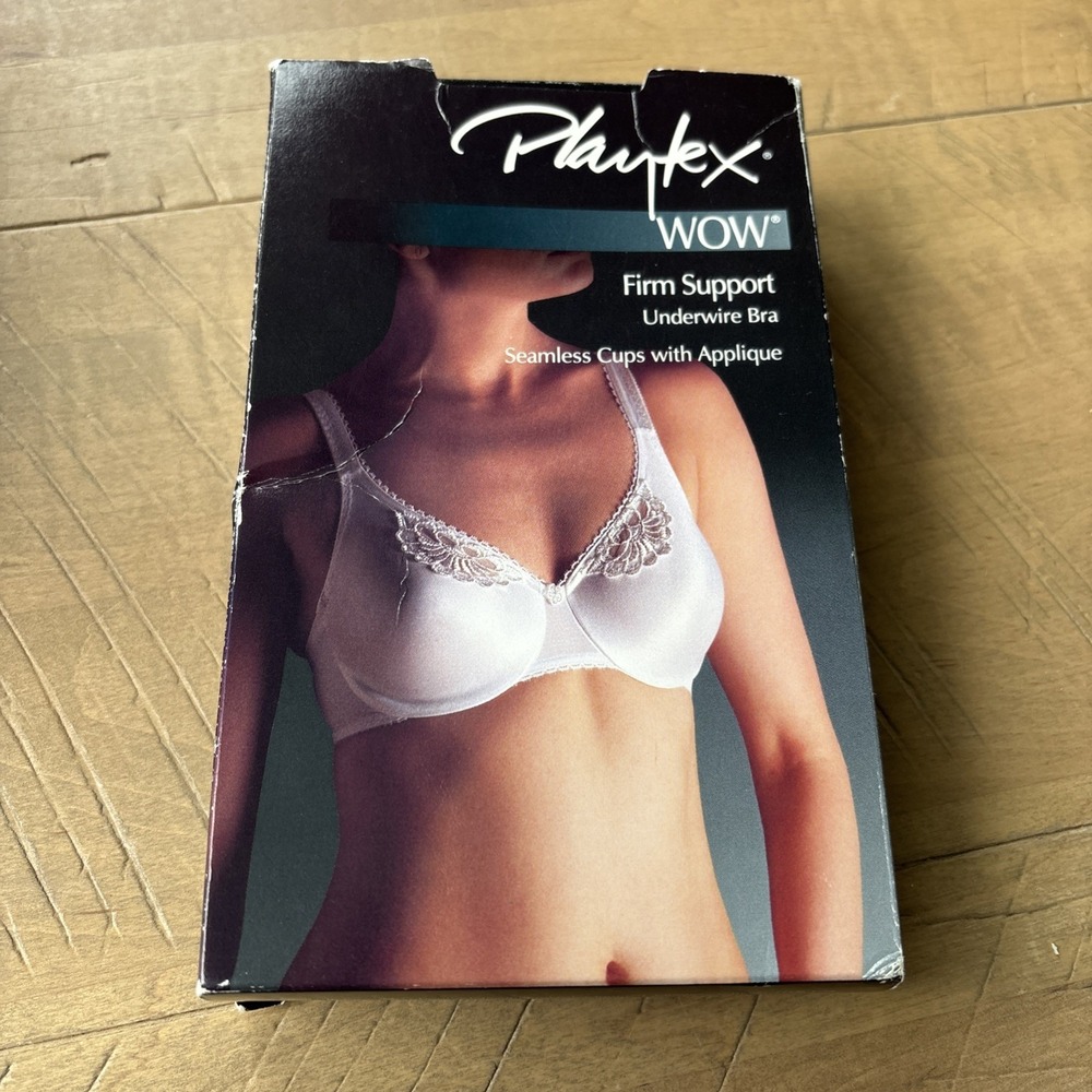 VTG WOW Playtex Silky Bra 34 C White Floral Lace 4028 Underwire 90s